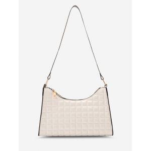 

Solid Color Square-Quilted Shoulder Bag, White