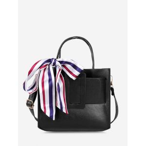 

Scarf Embellished Buckle Crossbody Bag, Black