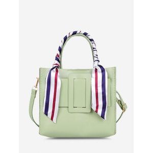 

Scarf Embellished Buckle Crossbody Bag, Light green