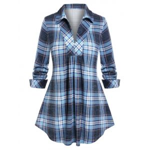 

Plus Size Plaid Tunic Top, Blue