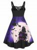 Plus Size Halloween Moon Bat Castle Lattice A Line Dress -  