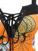 Robe D'Halloween à Imprimé Citrouille de Grande Taille à Lacets - Orange 2X