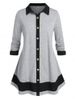 Plus Size Button Up Bicolor Skirted Tunic Shirt -  