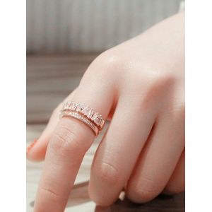 

Zircon Inlaid Hollow-Out Open Ring, Rose gold