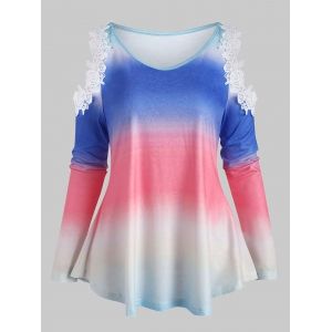 

Ombre Guipure Insert Cold Shoulder T Shirt, Multi