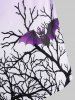 Plus Size Halloween Cold Shoulder Bat Tree Print Dress -  