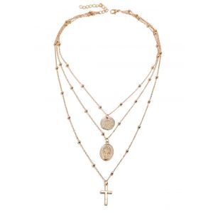 

Cross Disc Layered Pendant Necklace, Golden