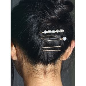 

4 Pcs Cut Out Faux Pearl Hair Pins, Golden