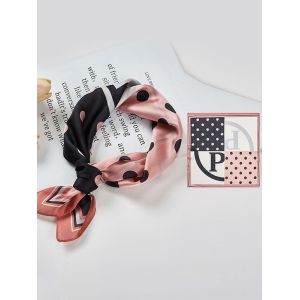 

Colorblock Polka Dot Print Silky Scarf, Khaki rose