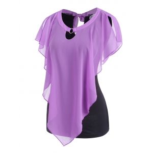 

Two Tone O Ring Tie Back Top, Purple