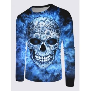 

Long Sleeve Gears Skull Print T-shirt, Multi