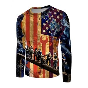 

American Flag Printed Long Sleeve T-shirt, Multi