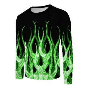 

Flame Printed Long Sleeve T-shirt, Green