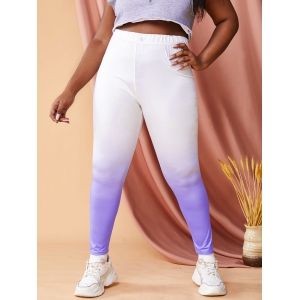 

Plus Size Ombre 3D Print Skinny Jeggings, Light purple