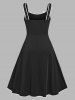 Plus Size Vintage Lace Up Bowknot Pin Up Midi 1950s Dress -  