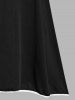 Robe Vintage Mi-longue d'Années 50 Grande Taille avec Nœud Papillon à Lacets - Noir 4X
