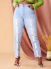 Skinny Front Slit Buttoned Tape Plus Size Jeans -  
