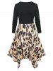 Robe Pull Côtelée Mouchoir à Imprimé Léopard - Noir XL