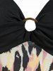 Robe Pull Côtelée Mouchoir à Imprimé Léopard - Noir XL