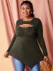 Plus Size Cut Out Ruched Asymmetrical Sweater -  