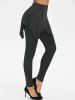 High Rise Buckled Skirted Pants -  