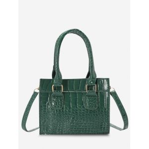 

Retro Textured Rectangle Handbag, Deep green