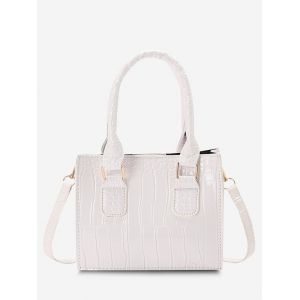 

Retro Textured Rectangle Handbag, White