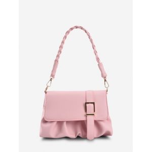 

Wrinkle Braid Strap Cover Shoulder Bag, Light pink