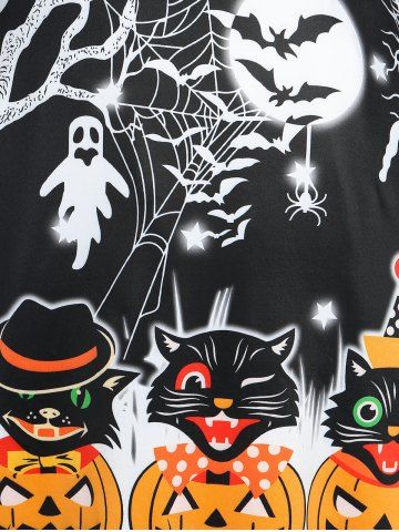 Plus Size Halloween Printed Fit and Flare Dress
