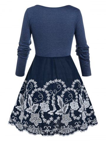 Plus Size Flower Embroidered Ruched T-shirt