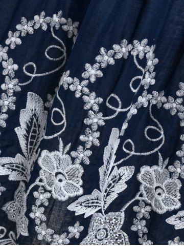 Plus Size Flower Embroidered Ruched T-shirt