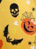 Plus Size Halloween Bat Pumpkin Print Dress -  