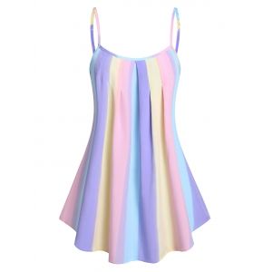 

Pleated Gradient Color Cami Tank Top, Light blue