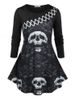 Plus Size Skull Print Gothic T-shirt -  
