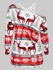 Christmas Deer Snowflake Print T-shirt with Flower Lace Criss-cross Cami Top -  