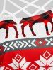T-shirt de Noël Cerf Flocon de Neige et Haut à Bretelle Croisée en Dentelle - Rouge XXXL