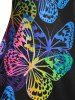 T-shirt à Papillon Coloré Grande Taille - Noir L