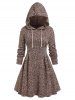 Hooded Knitted Mix Color Flare Dress -  