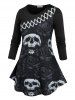Plus Size Skull Print Gothic T-shirt -  