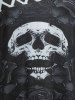 T-shirt D'Halloween à Imprimé Crâne de Grande Taille - Noir 4X