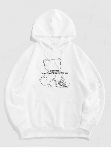 Streetwear Bear Graphic Pattern Pocket Hoodie - WHITE - XL