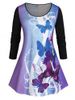 Plus Size Butterfly Ombre Skirted Tunic T-shirt -  