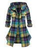 Plus Size Hooded Plaid Front Pockets Shacket -  