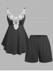 Plus Size & Curve Lace Applique Tank Top and Shorts Pajamas Set -  