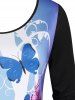 T-shirt Tunique Ombré à Papillon Grande Taille - Pourpre  5X