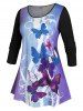Plus Size Butterfly Ombre Skirted Tunic T-shirt -  