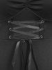 Plus Size Lace Up Ruched Backless A Line Gothic Dress -  
