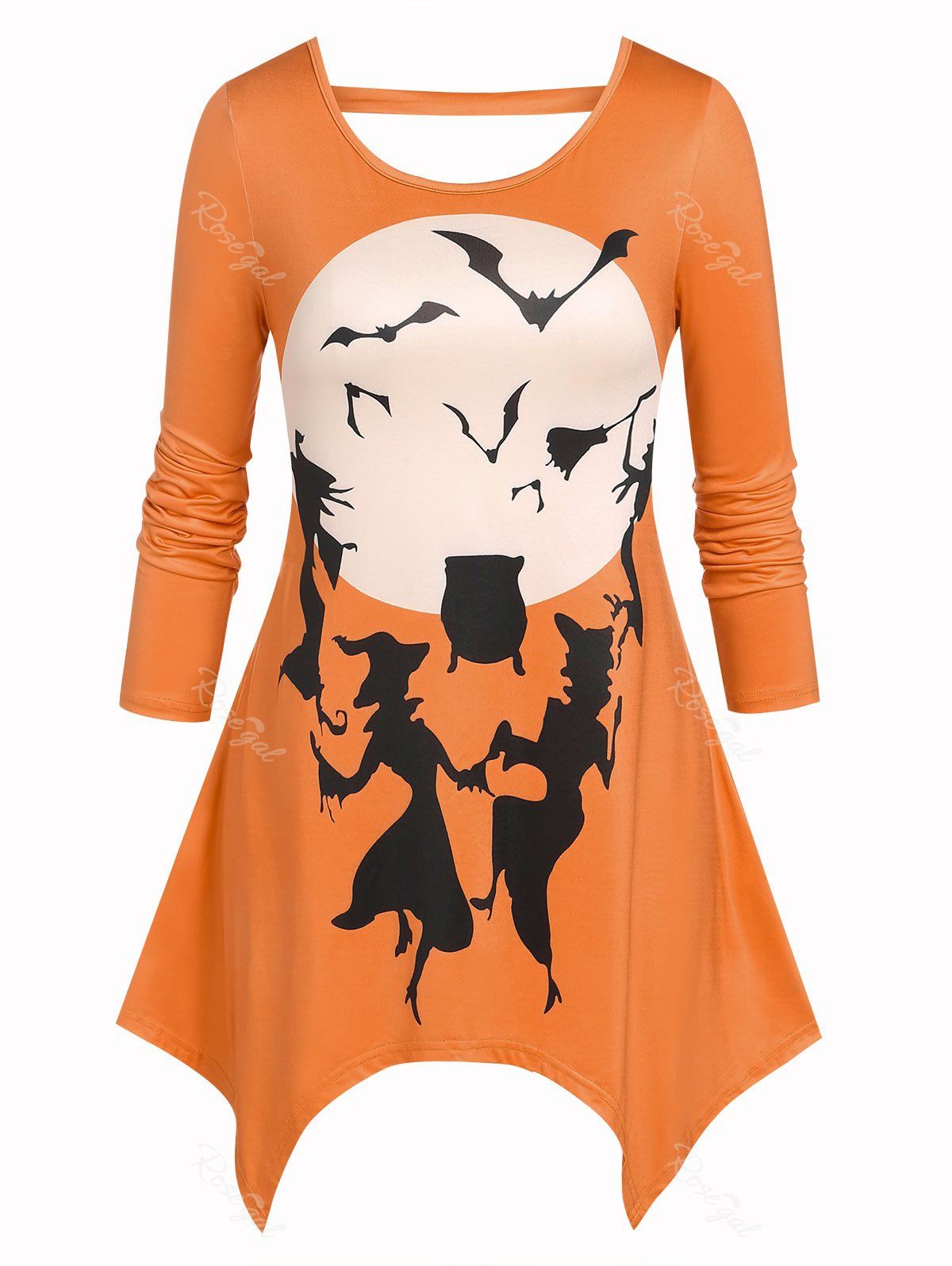 Plus Size Witch Bat Printed 