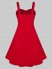 Plus Size Colorblock Bowknot Pin Up Dress -  