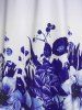 T-shirt Fleuri Anneau en O Imprimé à Taille Empire de Grande Taille - Bleu 4X